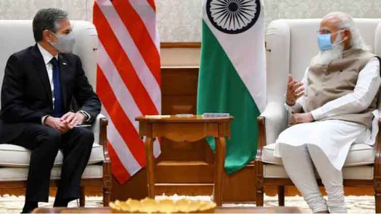 امریکی وزیر خارجہ بلنکن  وزیراعظم نریندر مودی کے ہمراہ
