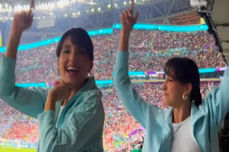 فیفا ورلڈ کپ: نورا فتحی سٹیڈیم میں اپنا گانا سُن کر جُھوم اُٹھیں