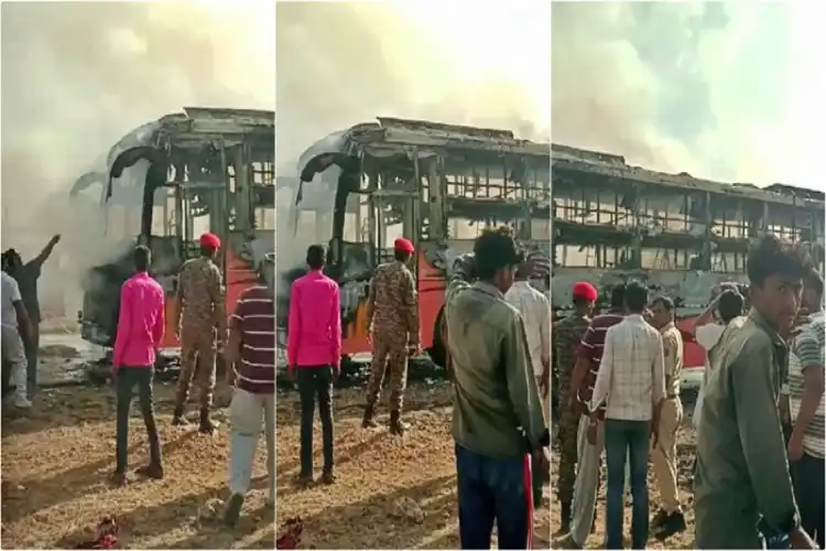 راجستھان: بس میں لگی آگ،15 مسافر زندہ جل گئے