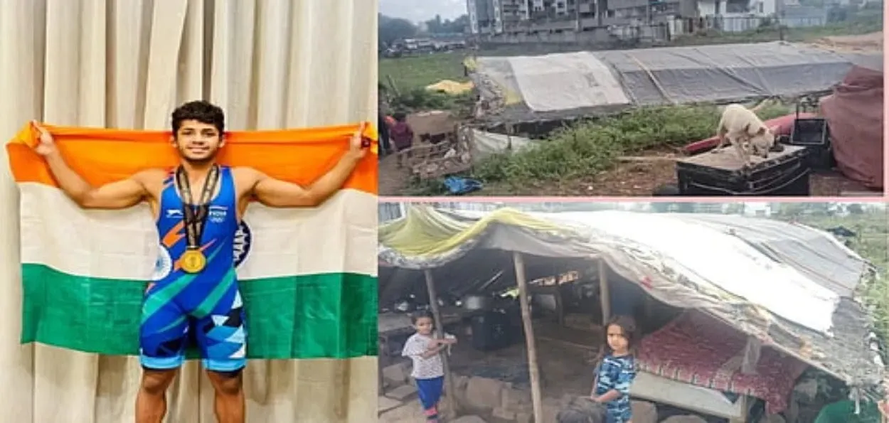 ترپال کا گھر مگر جیتا گولڈ،  17سالہ پہلوان کا کارنامہ 