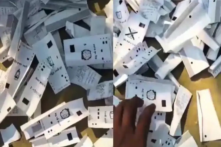 سمستی پور:سڑک پر بکھری ملیں وی وی پیٹ کی پرچیاں