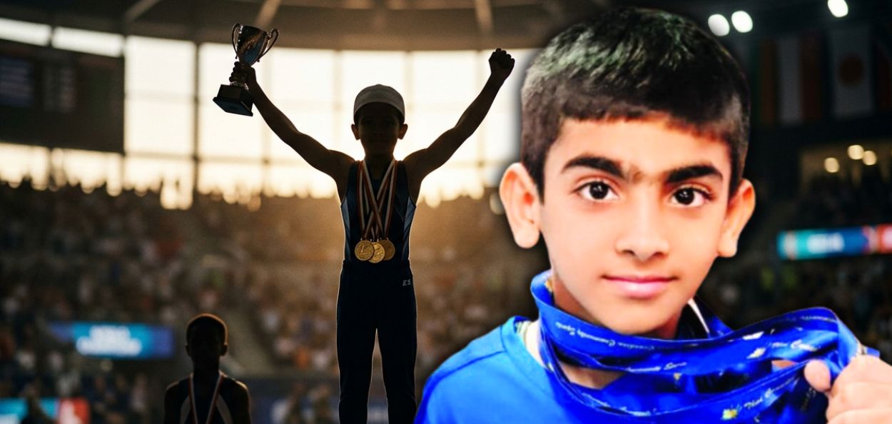 ممبئی :آٹھ سالہ حسنین کی عالمی جمناسٹک چیمپئن شپ  میں تاریخی کامیابی