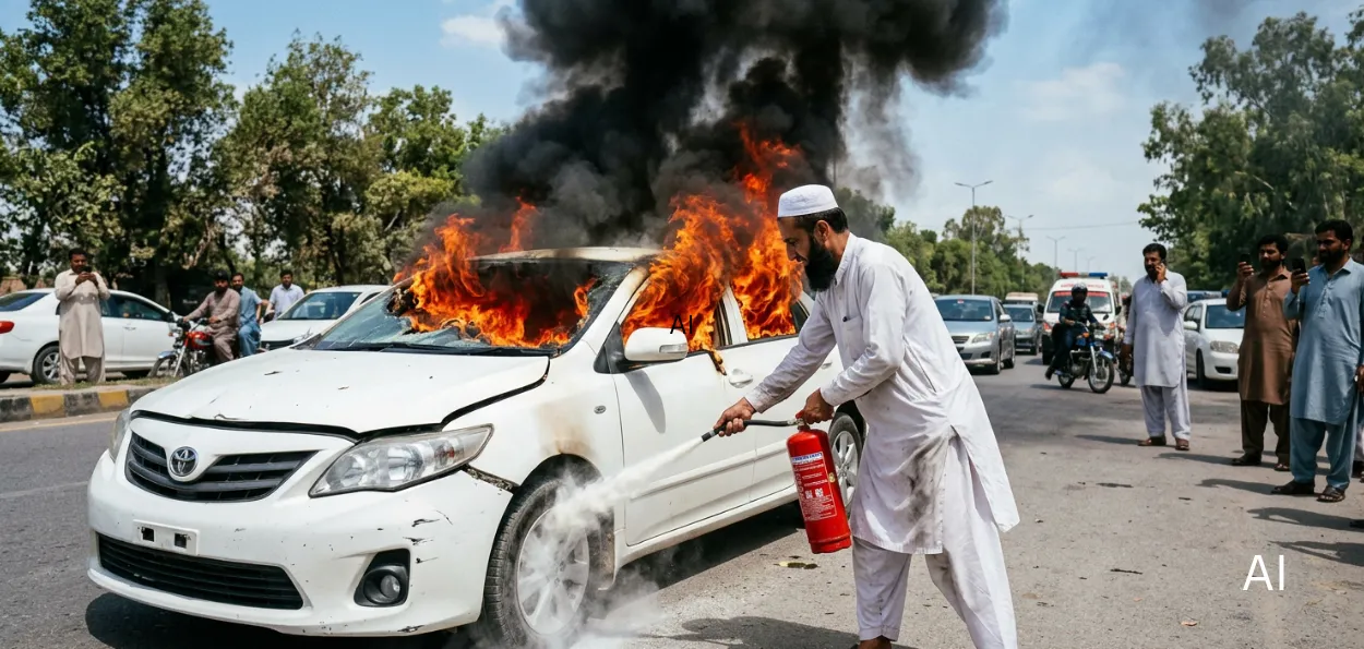 بہرائچ ۔ مدرسے کے تین مولانا بنے فرشتے، جلتی گاڑی سے مسافروں کی جان بچالی