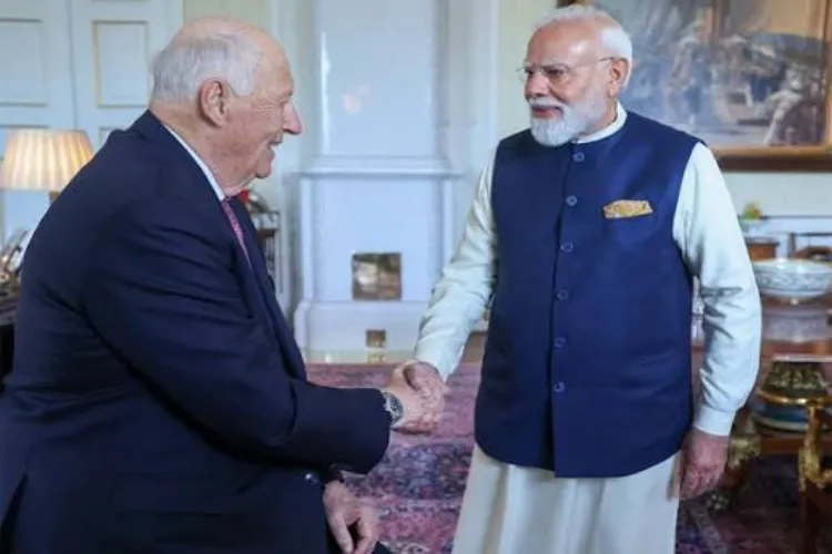 اوسلو میں وزیر اعظم نریندر مودی کی ناروے کے شاہ ہیرالڈ پنجم سے ملاقات۔ ہندوستان اور ناروے کے مضبوط تعلقات کے عزم کا اعادہ