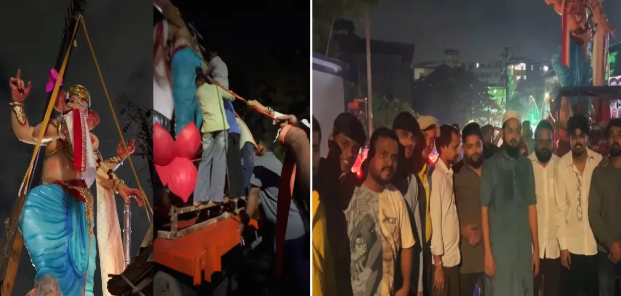 ممبرا : ہندو مسلم نوجوانوں نے گنیش مورتی کو حادثے سے بچایا
