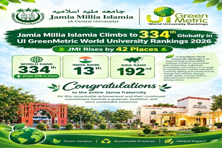 جامعہ ملیہ اسلامیہ :عالمی رینکنگ میں بڑی چھلانگ۔ 42 درجے بہتری کے ساتھ 334ویں مقام پر